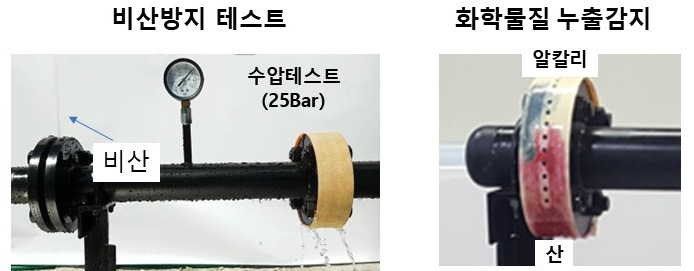 플랜지밴드 비산방지 및 화학물질 누출감지 테스트